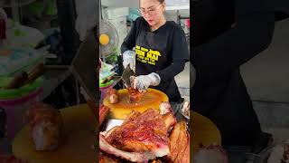 ♻️Roasted pork leg cutting skills shorts [upl. by Ikey]