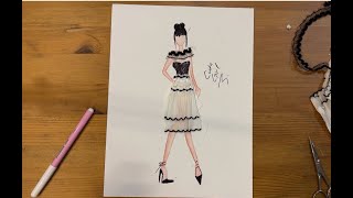 Women Black and White Dress Design [upl. by Delora529]