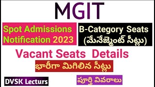 MGIT 2023 Spot Admissions BCategoryNotification  jeemains2023 tseamcet2023 [upl. by Atteragram504]