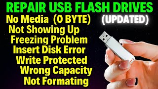 How To Fix USB Drive No Media Problem  How To Fix 0 Bytes Flash Drive UPDATED [upl. by Mulderig]