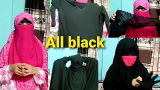 all black  Borka  khimar  niqab amp eye veil tutorial  how to wear burka  youtuber tolki [upl. by Ahsakat24]