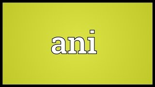 Ani Meaning [upl. by Bore]