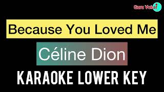 Céline Dion  Because You Loved Me Karaoke Lower Key [upl. by Shaddock44]