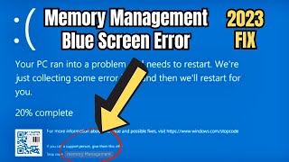 2023 FIX  Memory Management Blue Screen Error on Windows 1110 [upl. by Malvino]