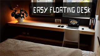 DIY Floating Desk  EASY Affordable Home Office [upl. by Enyallij]