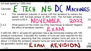 Electrotechnics N5 DC Machines November 2022 mathszoneafricanmotives mathswithadmirelightone [upl. by Kooima588]