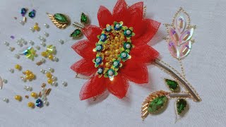 FLORAL FANTASY🌺  3D FLOWER Motif in Aari Work  Aari Blossoms ashaaariartistry [upl. by Leler587]