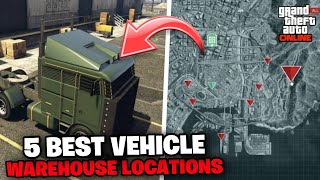 5 BEST VEHICLE WAREHOUSE LOCATIONS IN GTA ONLINE IN 2023 RANKED [upl. by Ragucci]