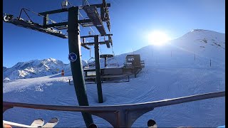 Piste ski amp panorama Saint Gervais Mont Blanc Pistes rouge Chamois Chevreuil Joux et Rare [upl. by Scrogan]