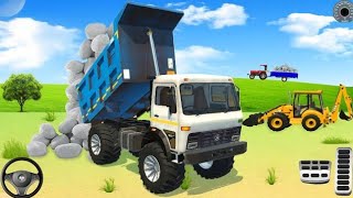 Drive JCB And Unloading stone From Dumper Truck in game 🔥 dumper truck tractor jcb gamingvideos [upl. by Lledrac]