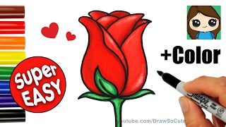 How to Draw  Color a Rose Super EASY Realistic [upl. by Hawker]