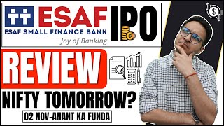 ESAF Small finance bank IPO Review  ESAF SMALL FINANCE BANK  APPLY  Nifty and Bank Nifty [upl. by Aylad]