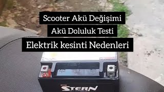 SCOOTER AKÜ NASIL DEĞİŞTİRİLİR ELEKTRİK KESİNTİ SEBEPLERİ AKÜ DOLULUK TESTİ RKS BLAZERXR 50 CC [upl. by Maffa]