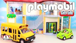 Playmobil City Life Large Furnished School School Bus and City Car [upl. by Ademordna]