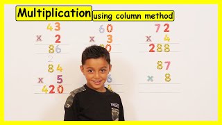 Column method multiplication  Multiply 2 digit by 1 digit  Maths for kids  Maths with Nile [upl. by Laird]