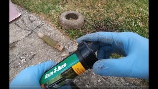 How To Replace A Sprinkler Head After Hit By Car Rain Bird 180 Degrees Spray [upl. by Anoit743]