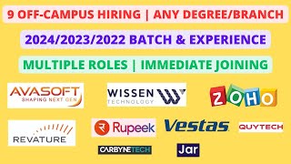 9 OffCampus  Any DegreeBranch  20232024 batch amp Experience  Multiple role [upl. by Avilo340]