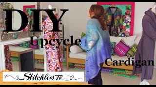 DIY Upcycle Cardigan  no sew [upl. by Torrance]