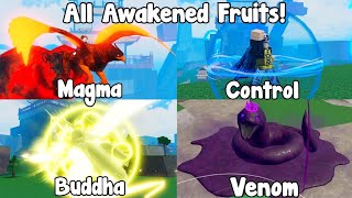 ALL REWORK AWAKENED FRUITS DAMAGE amp SHOWCASE in King Legacy Update 7 [upl. by Kalbli344]