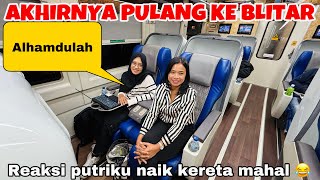 AKHIRNYA PULANG KAMPUNG KE BLITAR REAKSI PUTRKU PERTAMA KALI NAIK KERETA LUXURY [upl. by Aerdnua]