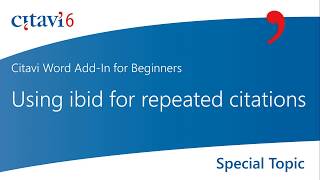 Citavi 6 Word AddIn Using ibid for repeated citations 29 [upl. by Lewie]