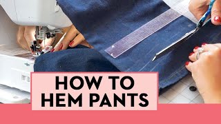 How to EASILY Hem Pants At Home  Beginner Sewing Tutorial  Good Housekeeping [upl. by Namolos]