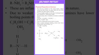 Physical Properties of Amines  Amines  JEE  NEET  BITSAT [upl. by Estell]