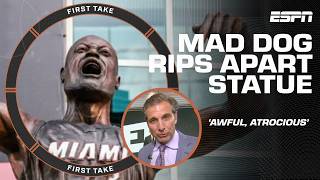 WHAT AN AWFUL ATROCIOUS STATUE 🫣 Mad Dog RIPS APART Dwyane Wades statue  First Take [upl. by Perri378]