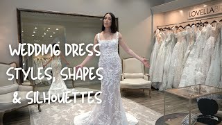 Wedding Dress Styles Shapes amp Silhouettes [upl. by Nenney]