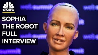 Interview With The Lifelike Hot Robot Named Sophia Full  CNBC [upl. by Ellerehs]