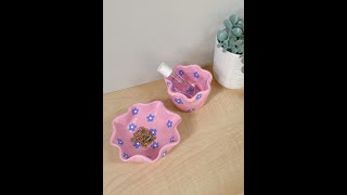 Try Making This Floral Trinket Dish Made with Air Dry Clay🌸 [upl. by Udelle527]