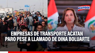 🔴🔵Más de cinco empresas de transporte se unen a paro pese a anuncio de presidenta Dina Boluarte [upl. by Aydne]