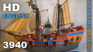 2000 Playmobil 3940 or 3286 Large Pirate Ship with 8 Cannons Playmobil set REVIEW [upl. by Ddat]