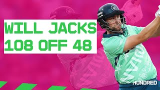 👏 Will Jacks Take A Bow  108 off 48 📺 Watch EVERY Ball  The Hundred [upl. by Nwahsak]