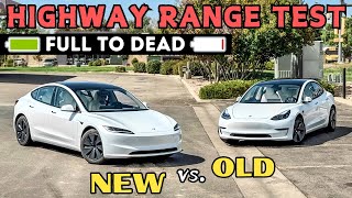 Old vs New Tesla Model 3 Highway Range Test Huge Improvement For Refresh  Long Range AWD [upl. by Nonahs]