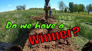 Homemade trenching bucket VS 24inch bucket installing tile Which one is faster [upl. by Alica146]