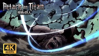 Levi vs Beast Titan  Attack on Titan Season 3 Episode 17 4K 60FPS [upl. by Malonis]