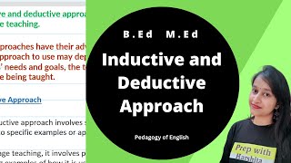 Inductive and Deductive Approach  Pedagogy of English [upl. by Edualc]