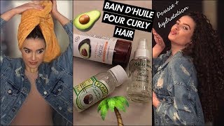 BAIN DHUILE POUR CURLYHAIR🥑🌴 Favorise la pousse  Nourrit les cheveux en profondeur [upl. by Jay507]