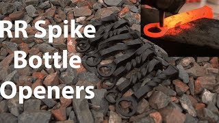 𝘉𝘭𝘢𝘤𝘬𝘴𝘮𝘪𝘵𝘩𝘪𝘯𝘨  Forging 10 Bottle Openers from Railroad Spikes [upl. by Nwahsor]