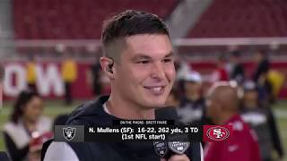 Nick Mullens Gets Emotional Talks to Brett Favre After Win in NFL Debut [upl. by Richie419]