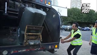 Vivek Ramaswamy takes garbage truck to Trump campaign event in NC [upl. by Anirehtak]