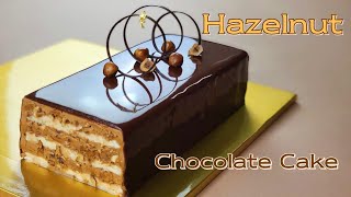 카라멜 헤이즐넛 초콜릿 케이크  Caramel Hazelnut Chocolate Cake  Mirror Glaze Cake  Hazelnut Butter Cream [upl. by Nabila762]