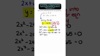 Algebra  Solving A System of Equations with Quadratics Example 1 precalculus algebra maths [upl. by Ynaitirb387]