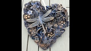 POWERTEX TIME LAPSE FABRIC SCULPTED MXD MEDIA HEART by Karen Hewitt of Inky Escapades part one [upl. by Solorac958]