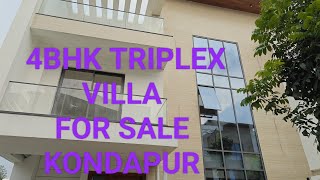 VESSELLA WOODS  4BHK Triplex Villa FOR SALE KONDAPUR  GACHIBOWLI [upl. by Herries323]