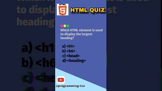 Question no 4 of html quiz which HTML element is used to display largest headinghtmlquizbeginners [upl. by Bruckner]