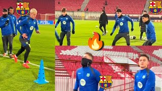 🔥WATCH✅ Final training session ahead of Red Star game as Flick Gavi Lewandowski Raphinha [upl. by Gorges]