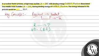 In a nuclear fission process a high mass nuclide A approx 236 with binding energy 7 [upl. by Jemie]