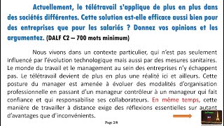 DALF C2  PRODUCTION ECRITE  Télétravail [upl. by Evadne353]